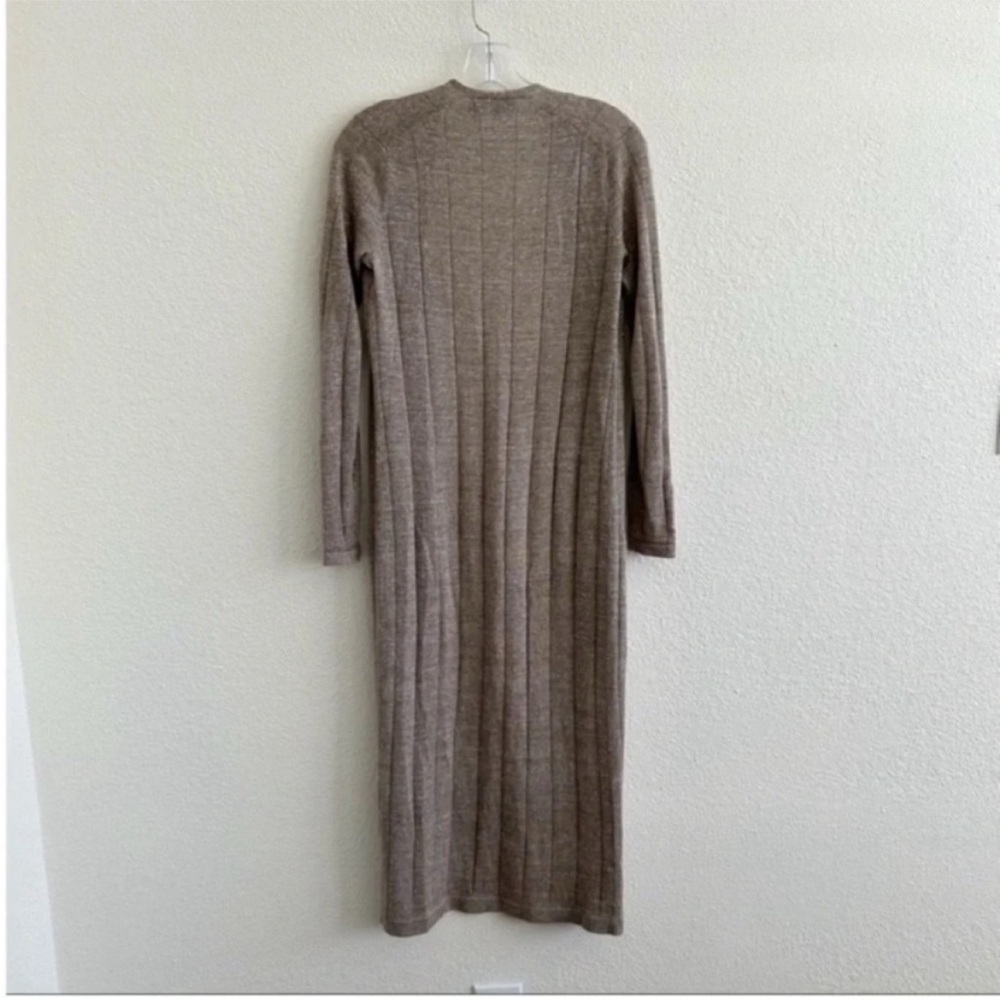 Theory Torina Rib Wool Linen Open Front Long Duster Cardigan - Picture 5 of 8